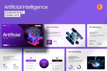 قالب پاورپوینت : پرزنتیشن هوش مصنوعی (AI) با رویکرد آینده‌نگر