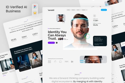 قالب فیگما : کیت UI طراحی وبسایت احراز هویت با هوش مصنوعی (VeroAI)